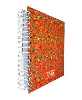 BÍBLIA PARA ANOTAÇÕES - NVI - PDJV - ESPIRAL - FLORAL COR SALMÃO