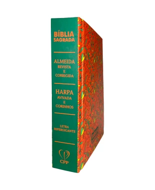BÍBLIA LT HIPERGIGANTE ARC COM HARPA CAPA DURA - FLORAL COR SALMÃO