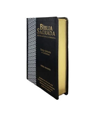 BÍBLIA L. GIGANTE PPM ARC FULL COLOR PU LUXO C/ HARPA C/ BORDA DOURADA - ESTRELA PRETO E CIN