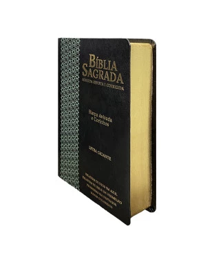 BÍBLIA L. GIGANTE PPM ARC FULL COLOR PU LUXO C/ HARPA C/ BORDA DOURADA - ESTRELA PRETO E VER