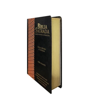 BÍBLIA L. GIGANTE PPM ARC FULL COLOR PU LUXO C/ HARPA C/ BORDA DOURADA - ESTRELA PRETO E LAR