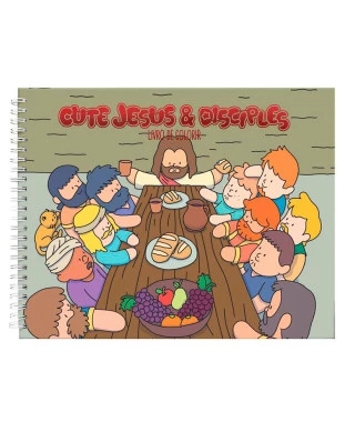 LIVRO DE COLORIR CUTE JESUS AND DISCIPLES CAPA DURA - A ÚLTIMA CEIA
