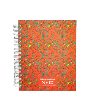 BÍBLIA PARA ANOTAÇÕES - NVI - PDJV - ESPIRAL - FLORAL COR SALMÃO