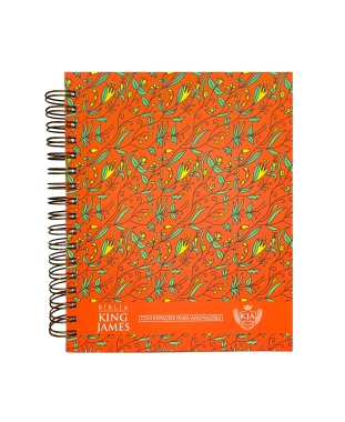BÍBLIA PARA ANOTAÇÕES - KING JAMES ATUALIZADA - PDJV - ESPIRAL - FLORAL COR SALMÃO