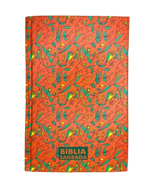 BÍBLIA LT HIPERGIGANTE ARC COM HARPA CAPA DURA - FLORAL COR SALMÃO