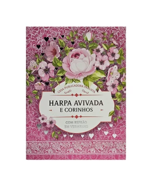HARPA AVIVADA E CORINHOS BROCH. L. GIGANTE 12X15,3 CM - MOD.02 FLORAL PINK