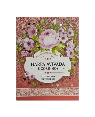 HARPA AVIVADA E CORINHOS BROCH. L. GIGANTE 12X15,3 CM - MOD.03 FLORAL ROSA