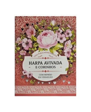 HARPA AVIVADA E CORINHOS BROCH. PEQUENO C/ LETRA MAIOR - MOD. 03 FLORAL ROSA