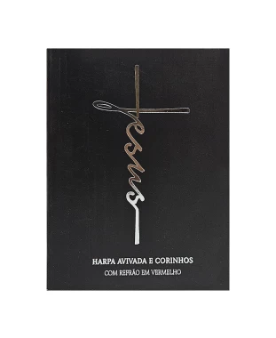 HARPA AVIVADA E CORINHOS BROCH. PEQUENO C/ LETRA MAIOR - MOD. 09 JESUS PRETA