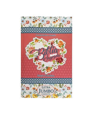 BÍBLIA JUMBO ARC C/ HARPA - CAPA DURA - COMPACTA - CORAÇÃO FLORAL