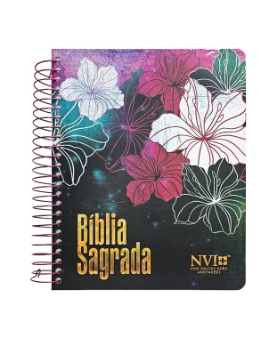 BÍBLIA PARA ANOTAÇÕES - NVI - ESPIRAL - FLORAL MAGENTA