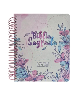 BÍBLIA PARA ANOTAÇÕES - NVI - ESPIRAL - FLORES DESENHO