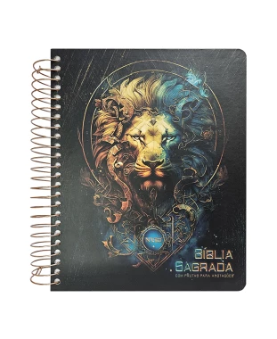 BÍBLIA PARA ANOTAÇÕES - NVI - ESPIRAL - LEÃO DOURADO