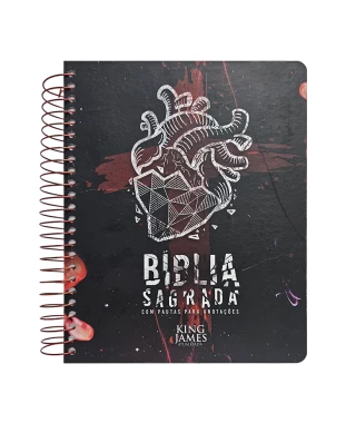 BÍBLIA PARA ANOTAÇÕES - KJA - ESPIRAL - CORAÇÃO DE PEDRA