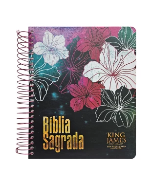 BÍBLIA PARA ANOTAÇÕES - KJA - ESPIRAL - FLORAL MAGENTA