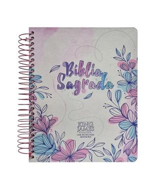 BÍBLIA PARA ANOTAÇÕES - KJA - ESPIRAL - FLORES DESENHO