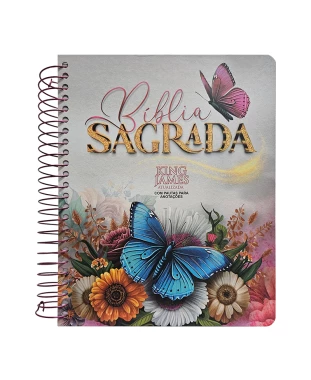 BÍBLIA PARA ANOTAÇÕES - KJA - ESPIRAL - FLORES E BORBOLETAS