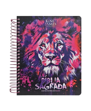 BÍBLIA PARA ANOTAÇÕES - KJA - ESPIRAL - NOVO LEÃO AQUARELA