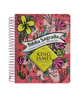BÍBLIA PARA ANOTAÇÕES - KJA - ESPIRAL - FLORAL ALEGRE