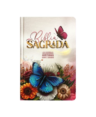 BÍBLIA SLIM CAPA DURA ARC HARPA - FLORES E BORBOLETAS