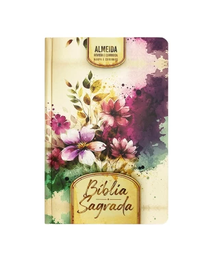 BÍBLIA SLIM CAPA DURA ARC HARPA - FLORES E FOLHAS