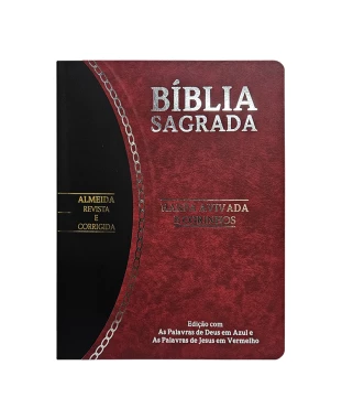 BÍBLIA SLIM LARGE ARC C/ HARPA PU BICOLOR - BORDÔ E PRETO