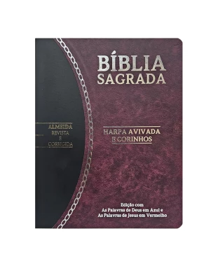 BÍBLIA SLIM LARGE ARC C/ HARPA PU BICOLOR - VINHO E PRETO