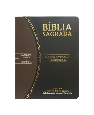 BÍBLIA SLIM LARGE ARC C/ HARPA PU BICOLOR - PRETO E MARROM