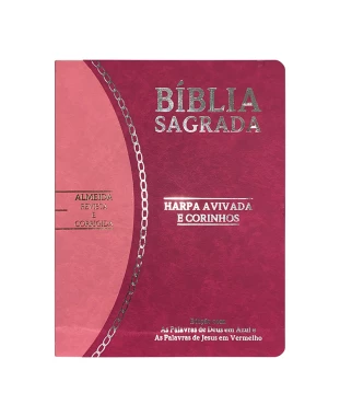 BÍBLIA SLIM LARGE ARC C/ HARPA PU BICOLOR - PINK E ROSA