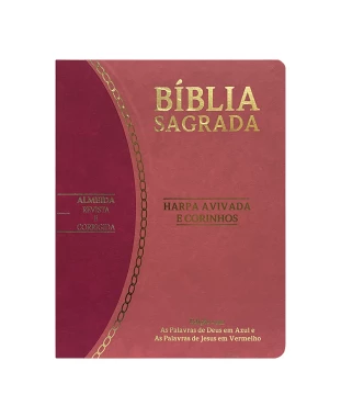 BÍBLIA SLIM LARGE ARC C/ HARPA PU BICOLOR - ROSA E PINK