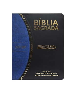 BÍBLIA SLIM LARGE NVI PU BICOLOR - PRETO E AZUL