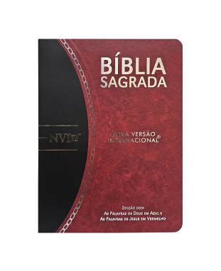 BÍBLIA SLIM LARGE NVI PU BICOLOR - BORDÔ E PRETO