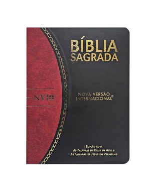 BÍBLIA SLIM LARGE NVI PU BICOLOR - PRETO E BORDÔ