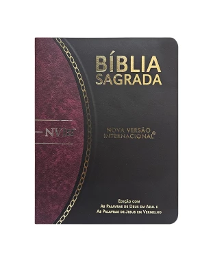 BÍBLIA SLIM LARGE NVI PU BICOLOR - PRETO E VINHO
