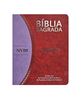 BÍBLIA SLIM LARGE NVI PU BICOLOR - VERMELHO E LILÁS