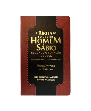 BÍBLIA DE ESTUDO DO HOMEM SÁBIO C/HARPA - PU LUXO - BORDÔ E PRETO