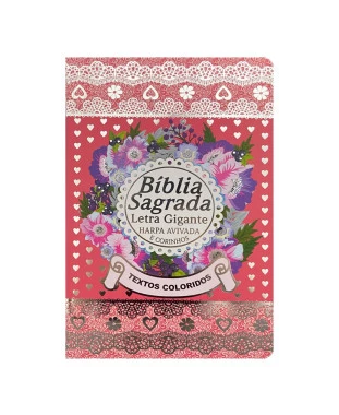 BÍBLIA L. GIGANTE PPM ARC FULL COLOR LAMINADA LUXO C/ HARPA - ROSA