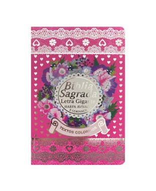 BÍBLIA L. GIGANTE PPM ARC FULL COLOR LAMINADA LUXO C/ HARPA - PINK