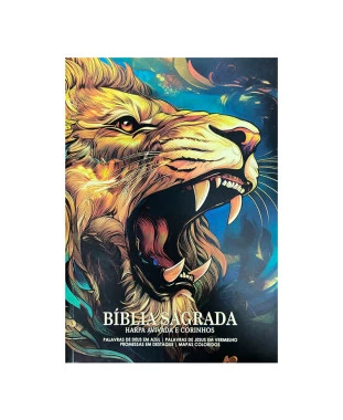 BÍBLIA L. GIGANTE PPM ARC FULL COLOR BROCHURA C/ HARPA - LEÃO RUGINDO
