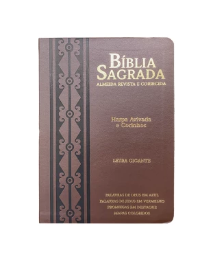 BÍBLIA L. GIGANTE PPM ARC FULL COLOR PU LUXO C/ HARPA C/ BORDA DOURADA - ARABESCO CAFÉ E PRE