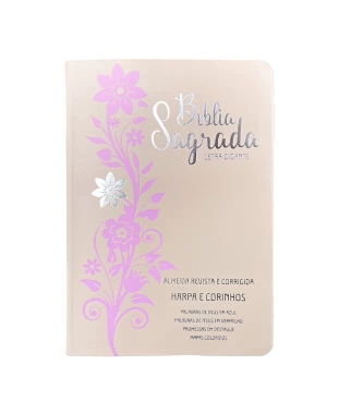 BÍBLIA L. GIGANTE PPM ARC FULL COLOR PU LUXO C/ HARPA C/ BORDA DOURADA - ROSÉ E ROSA