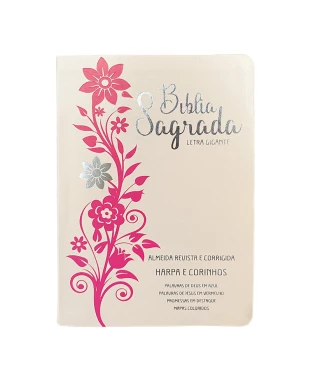 BÍBLIA L. GIGANTE PPM ARC FULL COLOR PU LUXO C/ HARPA C/ BORDA DOURADA - ROSÉ E PINK