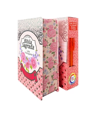 BÍBLIA L. HIPERGIGANTE PPM ARC FULL COLOR LAMINADA C/ HARPA - ROSA