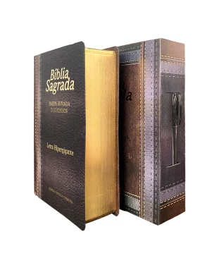 BÍBLIA L. HIPERGIGANTE PPM ARC FULL COLOR LAMINADA C/ HARPA - MARROM