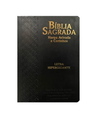 BÍBLIA L. HIPERGIGANTE ARC FULL COLOR PU LUXO C/ HARPA C/ ÍNDICE DOURADA ARABESCO PRETA