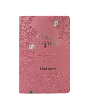 BÍBLIA L. JUMBO ARC FULL COLOR CAPA PU LUXO C/ HARPA - JARDIM ROSA