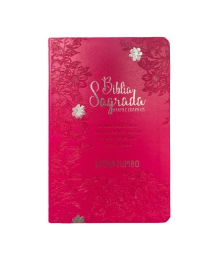 BÍBLIA L. JUMBO ARC FULL COLOR CAPA PU LUXO C/ HARPA - JARDIM PINK