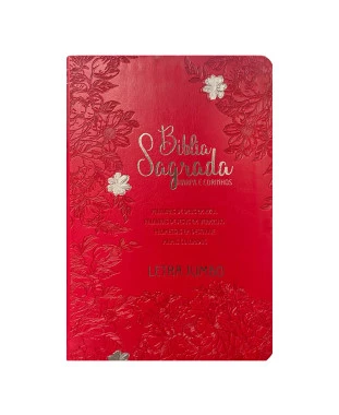 BÍBLIA L. JUMBO ARC FULL COLOR CAPA PU LUXO C/ HARPA - JARDIM VERMELHA