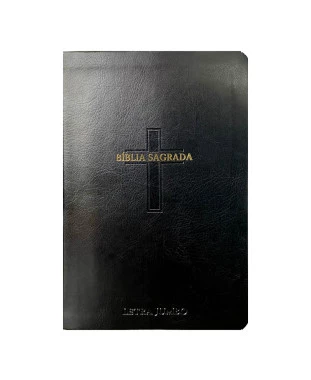 BÍBLIA L. JUMBO ARC FULL COLOR CAPA PU LUXO C/ HARPA - CRUZ PRETA