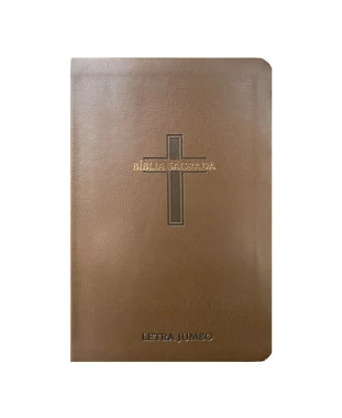BÍBLIA L. JUMBO ARC FULL COLOR CAPA PU LUXO C/ HARPA - CRUZ MARROM
